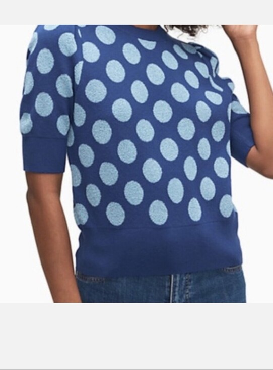 kate spade Sweaters - Kate Spade, Seaside Polka Dot, Short Sleeve Sweater, Size M